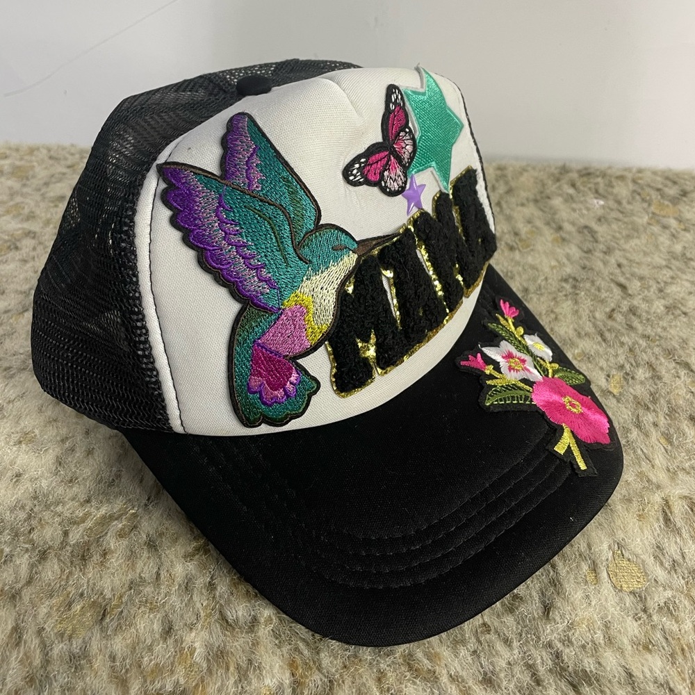 5 for‎ $25🔥"MAMA" Hummingbird Floral Black Snapback Hat